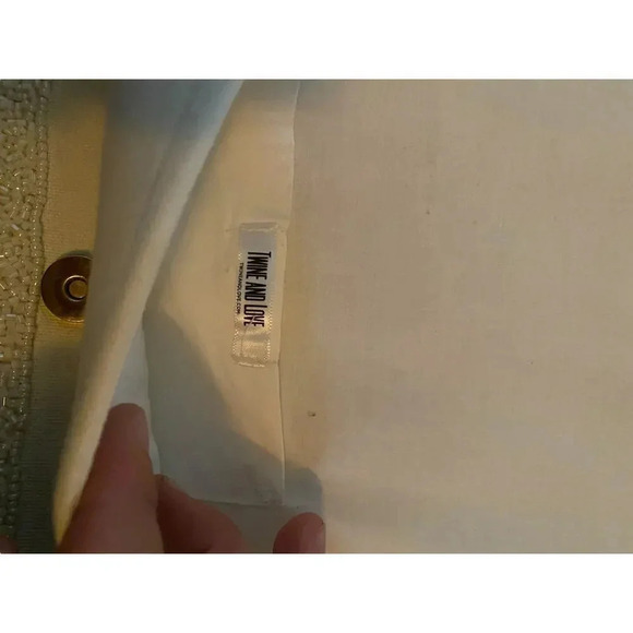 Bride Metallic Beaded Lettered Gold Chain Strap Seed Beaded Clutch Purse - Picture 9 of 9